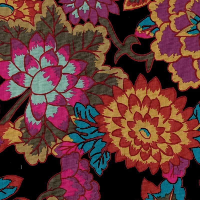 Cloisonne, sort med store blomster