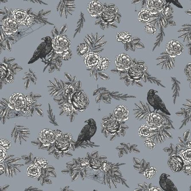 Hovedbilde Sophisticated Halloween, grå med sorte blomster ...